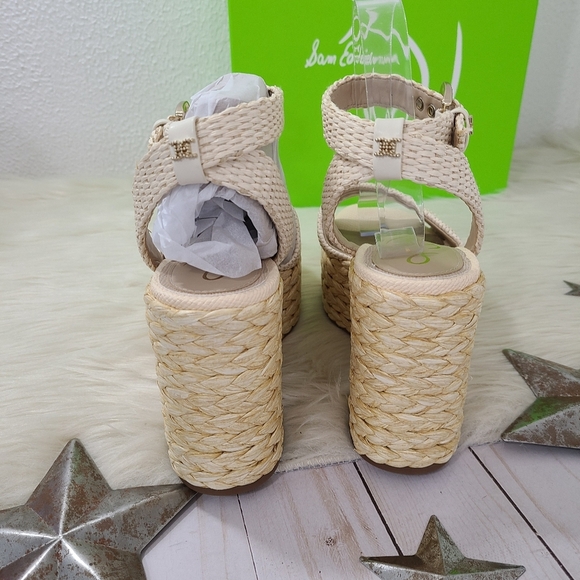 Sam Edelman April platform espadrille sandals Linen Raffia cream size 7.5 NEW - Picture 7 of 9